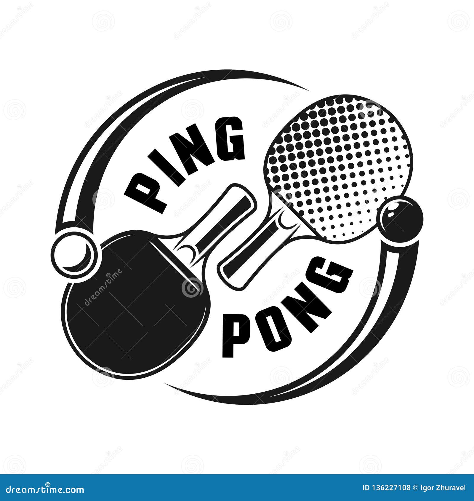 Two Rackets for Ping Pong Vector Logo Concept Stock Vector - Illustration  of action, label: 136227108