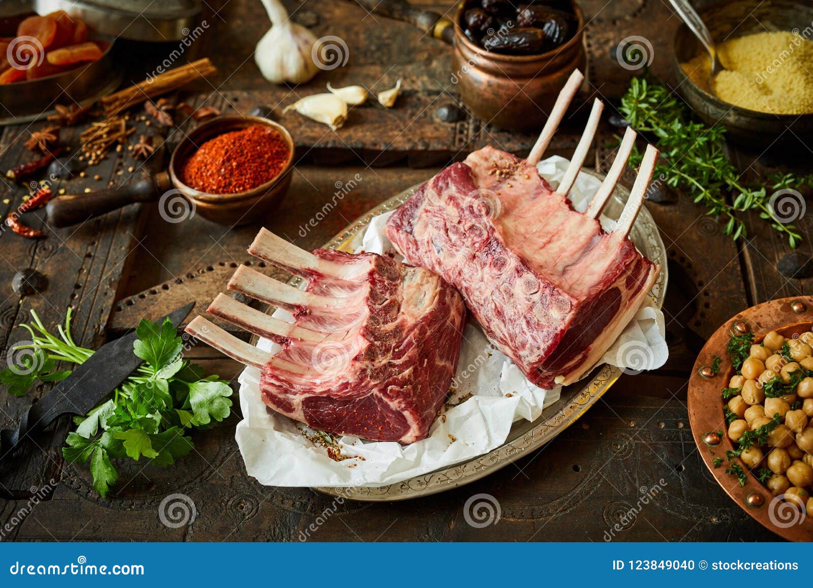 Two Racks of Lamb for Preparing Oriental Chops Stock Photo Image of