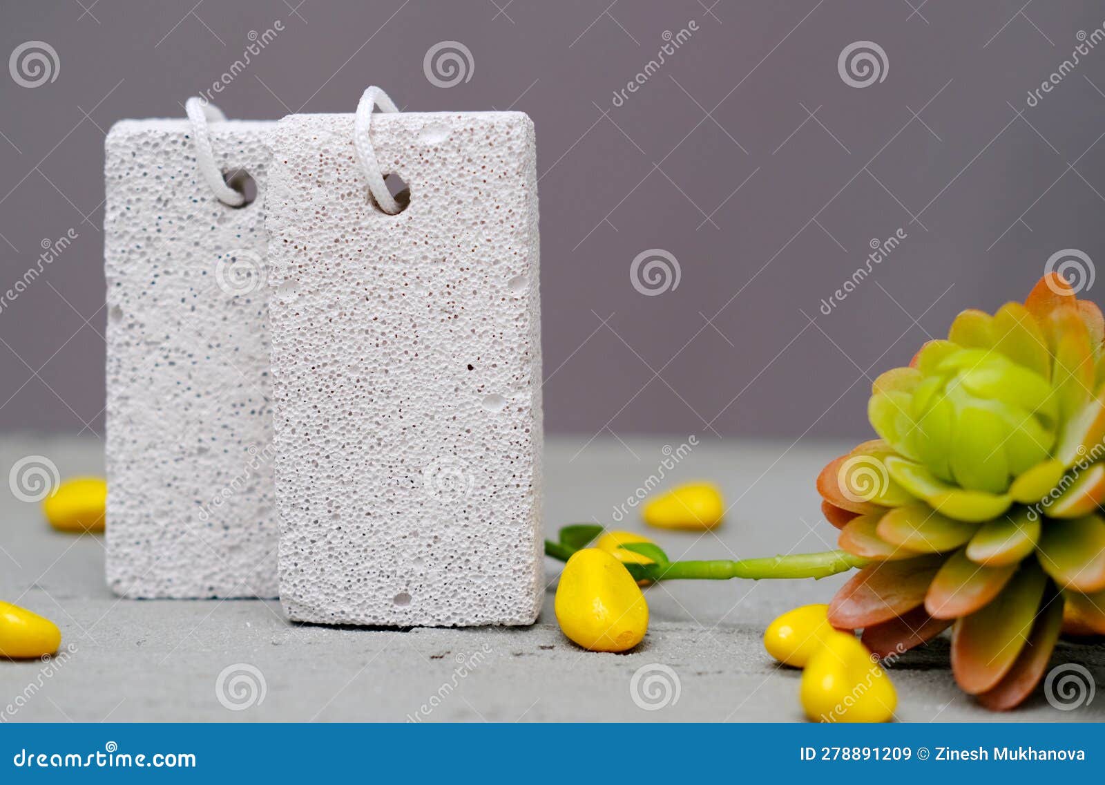 Two Rectangular Shape of Natural Pumice Stone for Removing Calluses on the Feet , Closeup Stock