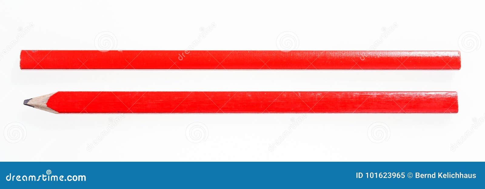 Two Red Construction Pencils Isolated on White Stock Image Image of