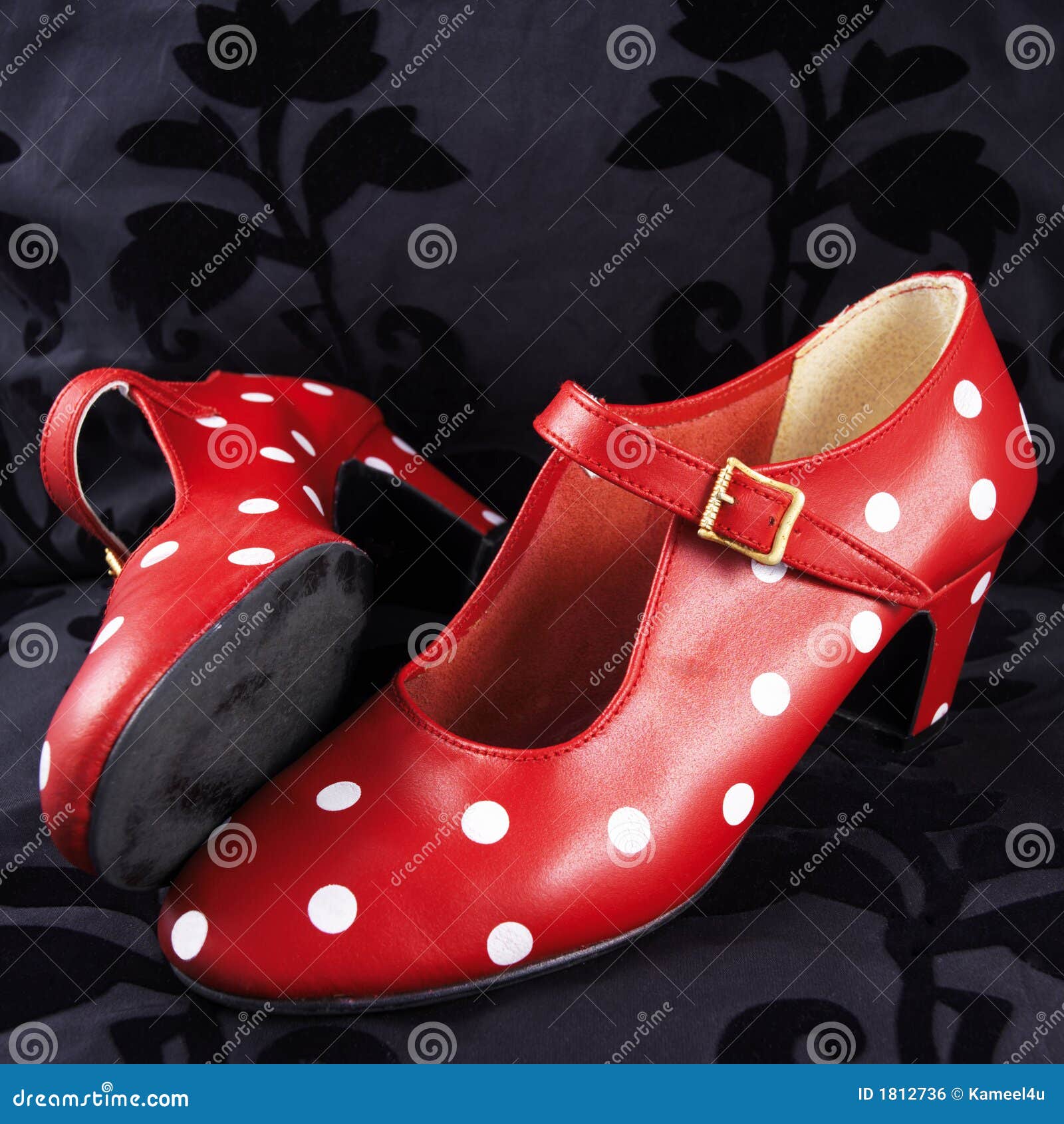 La Senorita Flamenco Shoes Spanish Princess Shoes Red White Polka Dot 