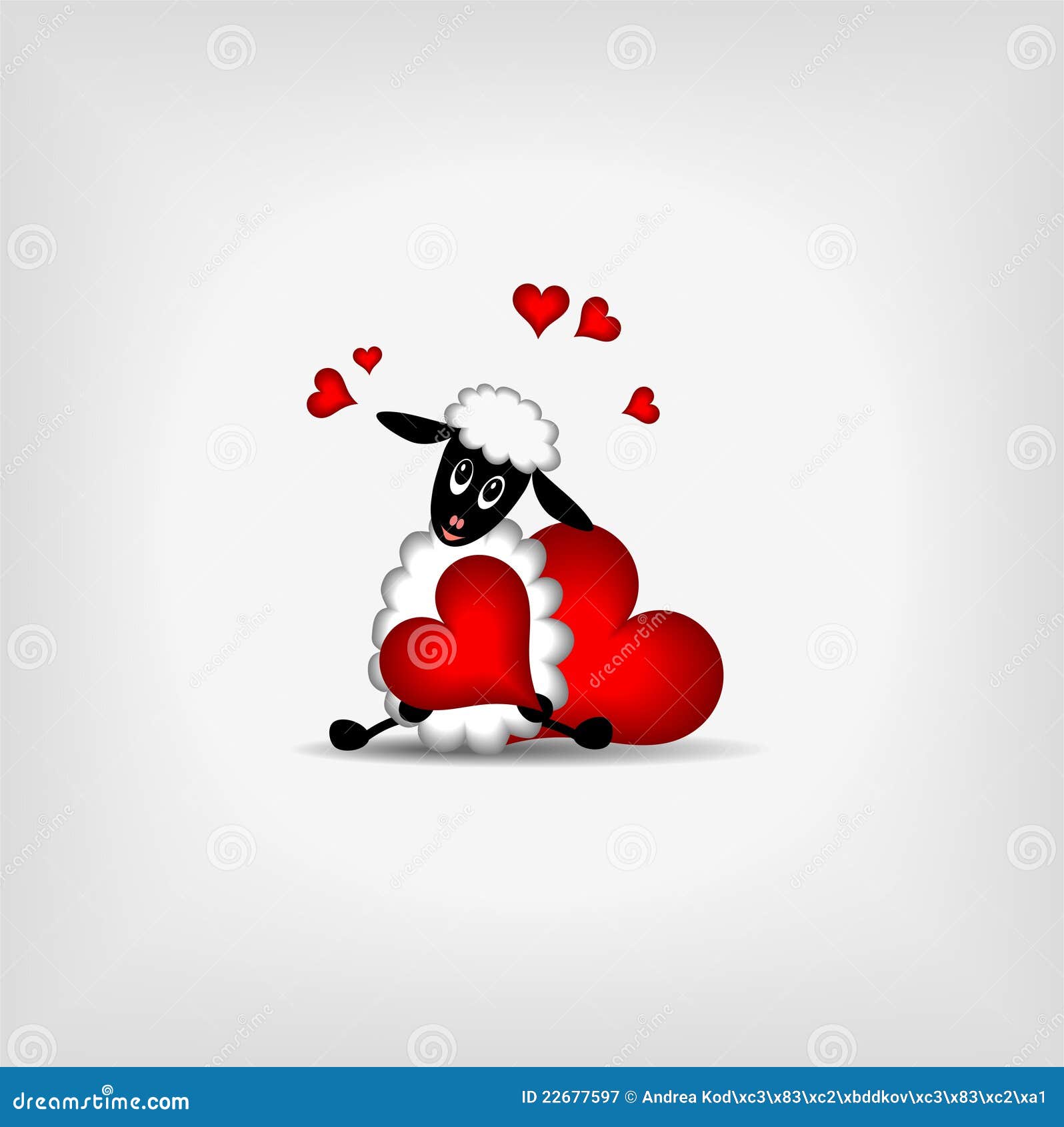 Two Red Hearts and Cute Lamb Stock Vector Illustration of wedding