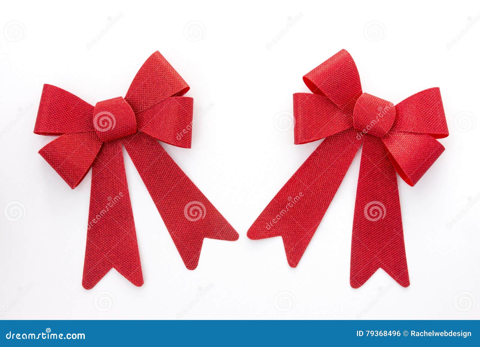 Two Red Holiday Bows Angled Toward One Another Stock Photo Image of