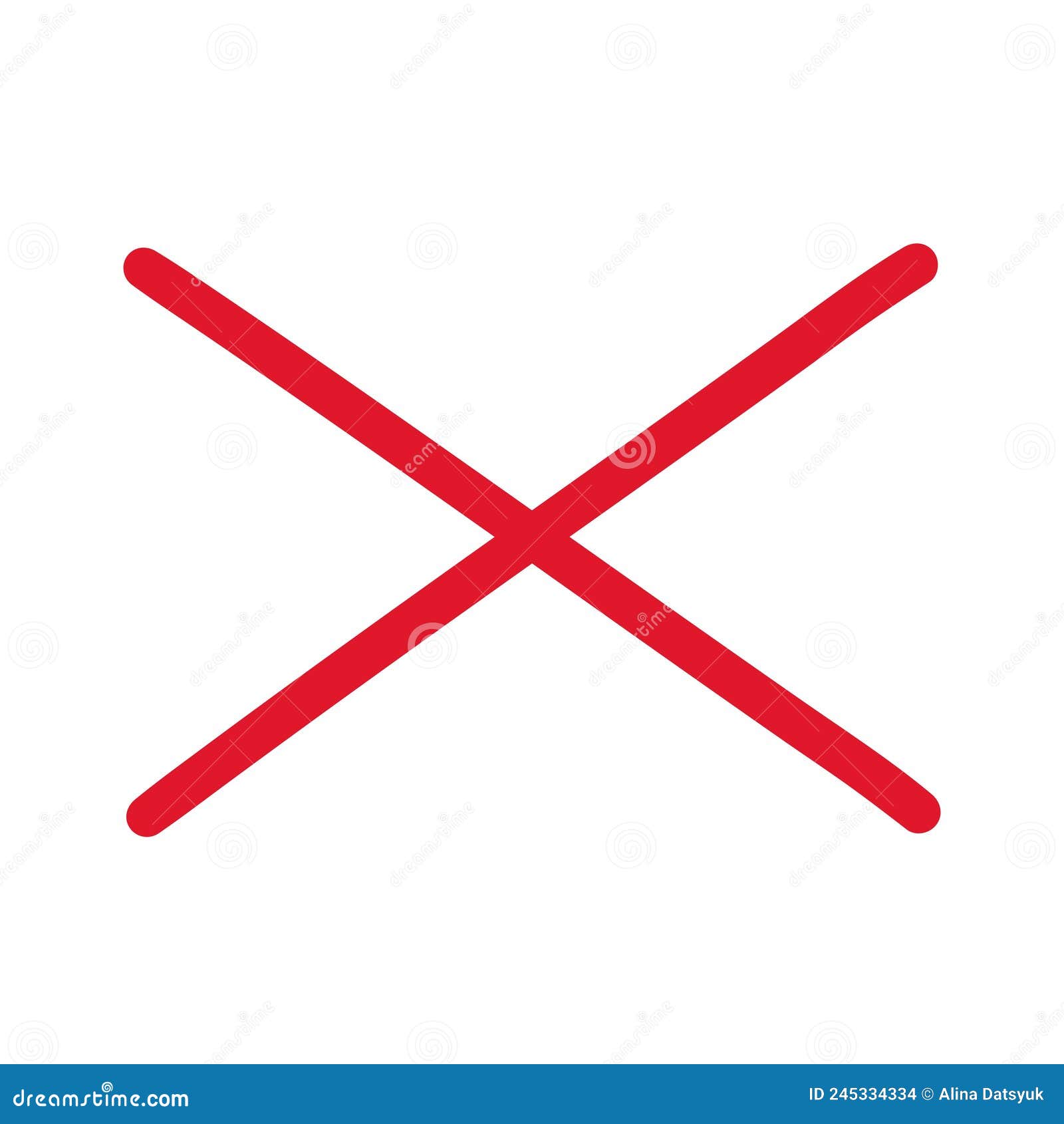 X Red Mark. Cross Sign Graphic Symbol Vector Element with a Wide