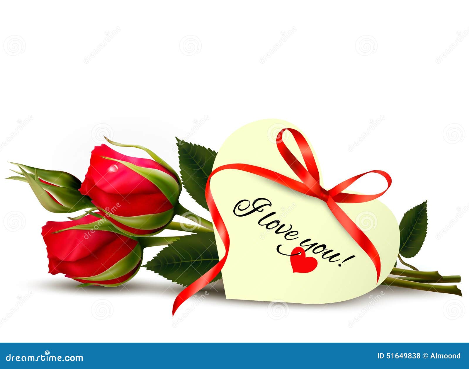 Two Red Roses with an I Love You Note. Stock Vector - Illustration ...