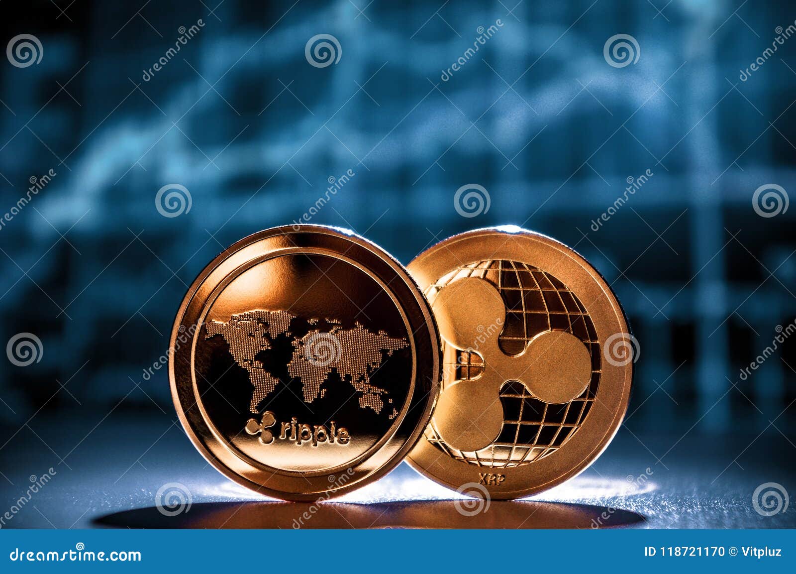 Ripple Cryptocurrency Coins Over Financial Charts Stock ...