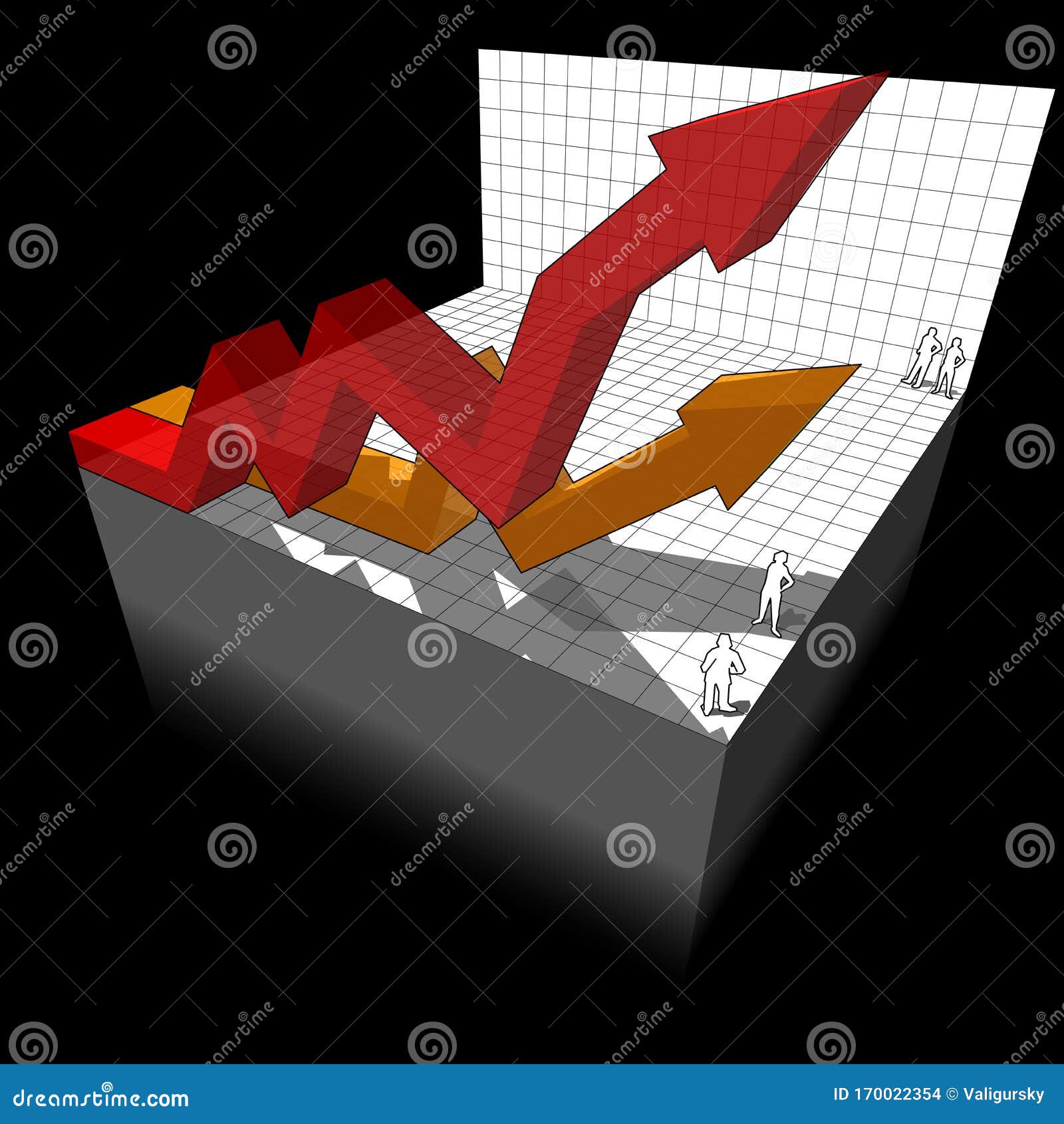 Two Rising Business Diagram Arrows Stock Vector - Illustration of ...