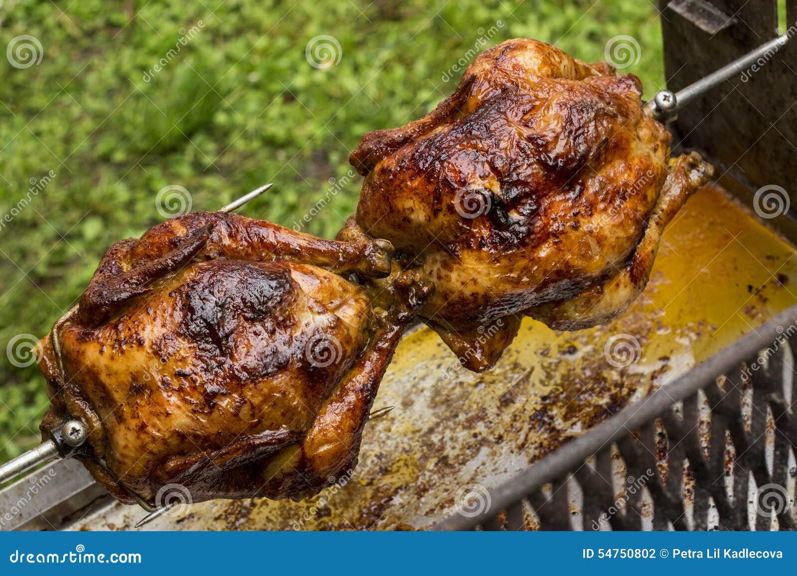 Two roast chickens stock photo. Image of grill, healthy 54750802