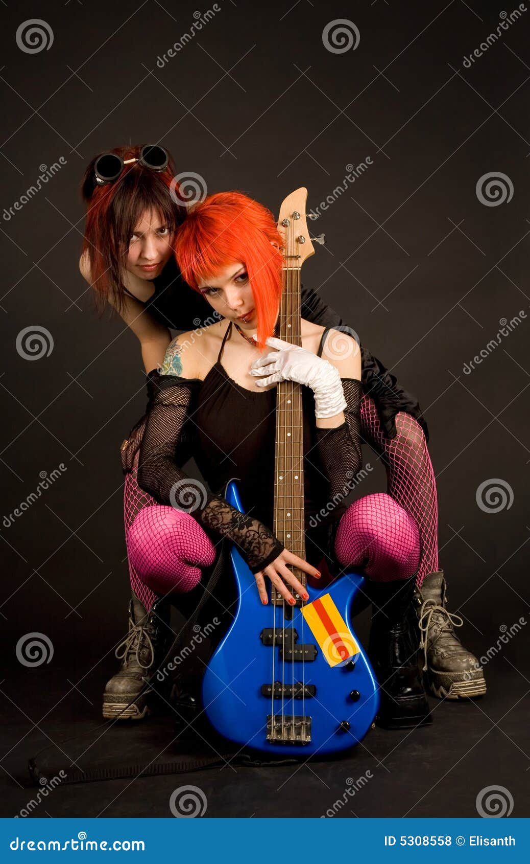 Two Rock Girls with Bass Guitar Stock Photo Image of bass, concert