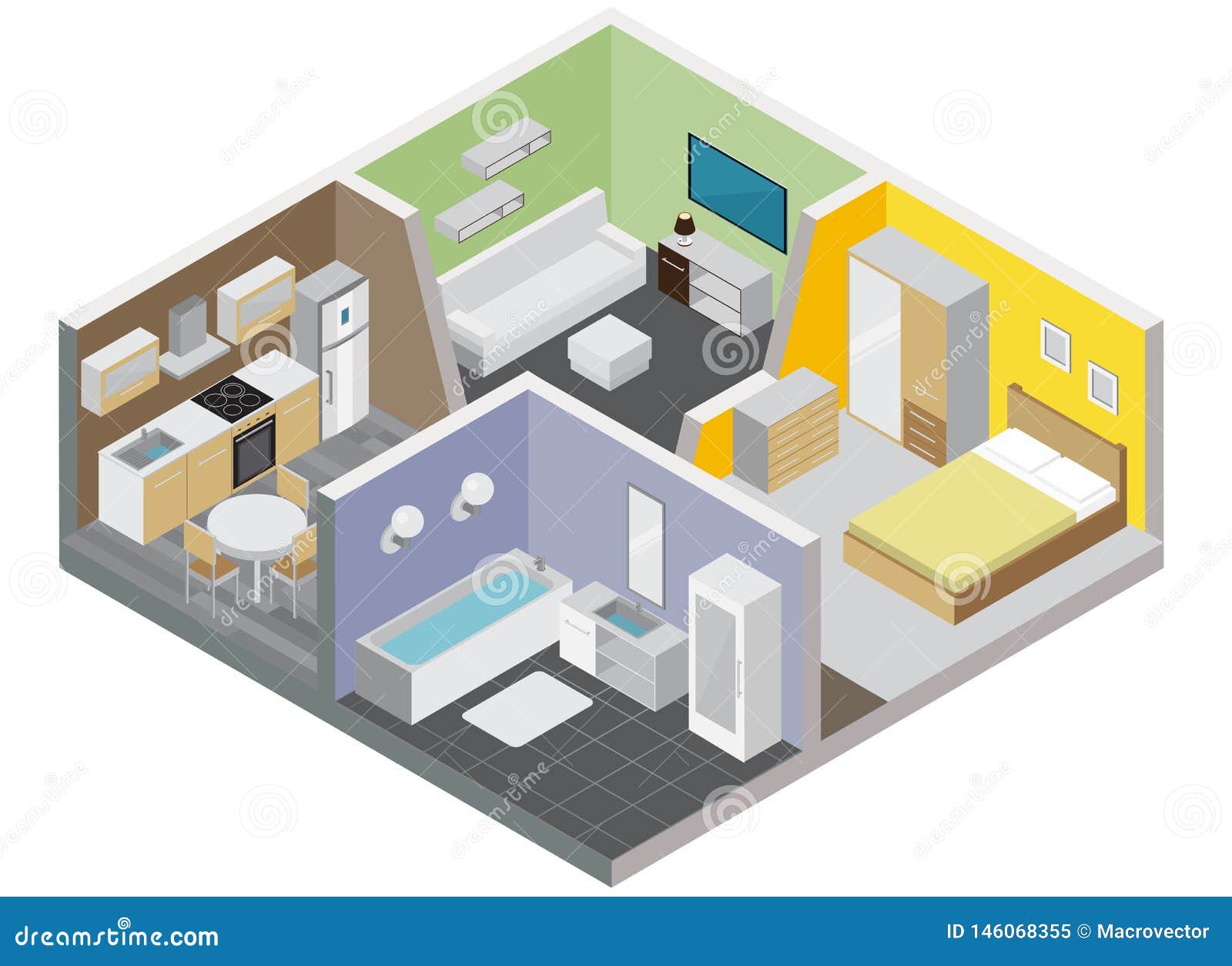 Two Rooms Apartment Design Concept Stock Vector - Illustration of Two Rooms Apartment Design Concept Stock Vector - Illustration of