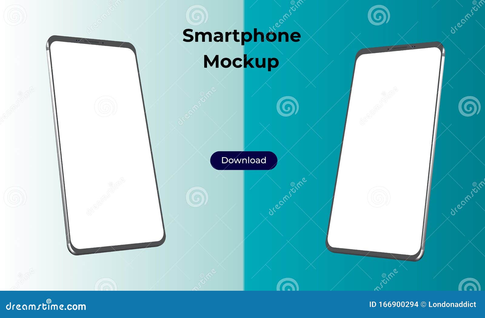 Download Two Rotated 3d Smartphone Mockup Template For Application Presentation And User Experience Design Stock Illustration Illustration Of Business Side 166900294