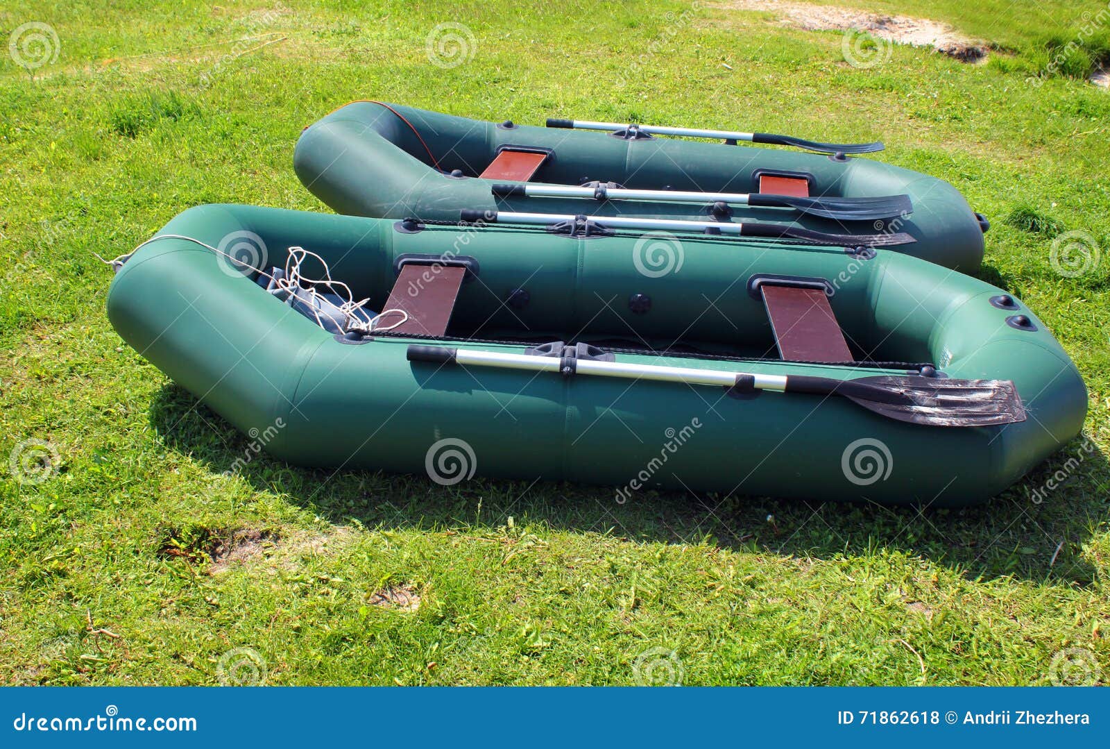 Two Rubber Inflatable Boats on Grass Stock Photo Image of boating