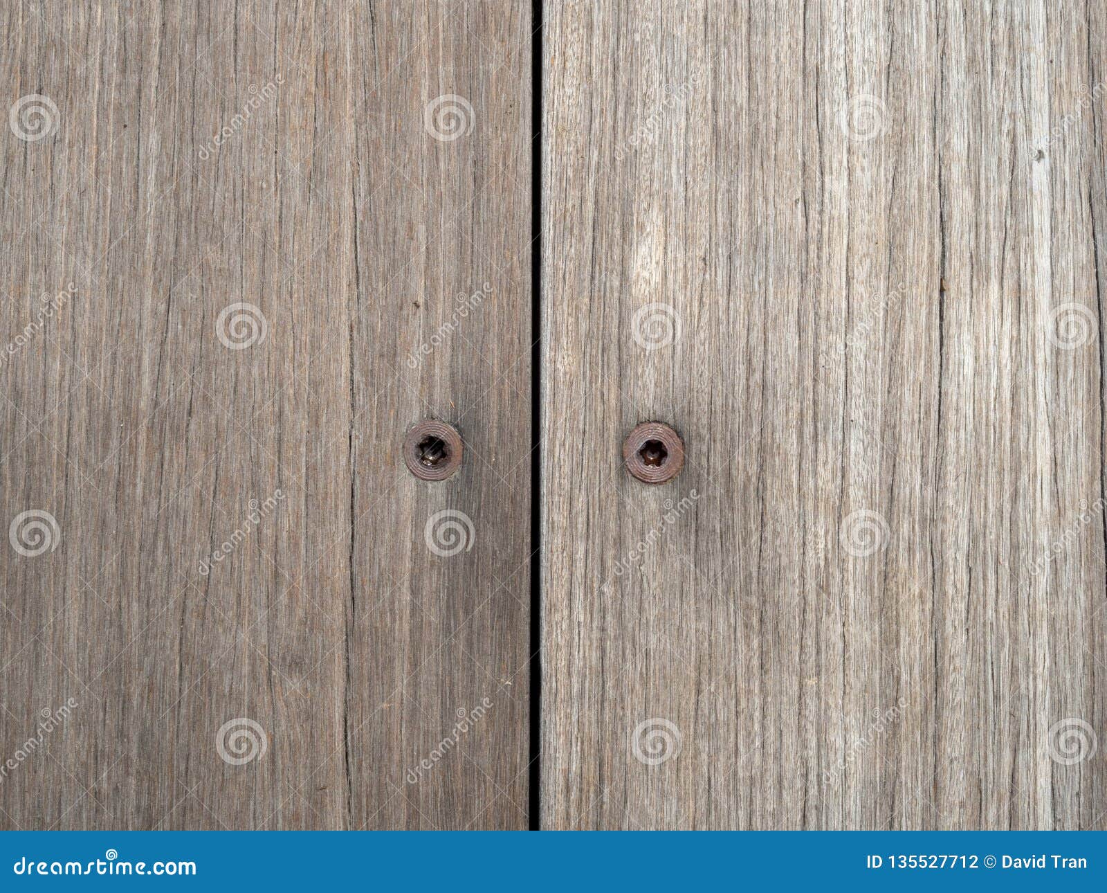 Two Rusty Hex Screws Inside Wooden Boards Stock Photo Image Of