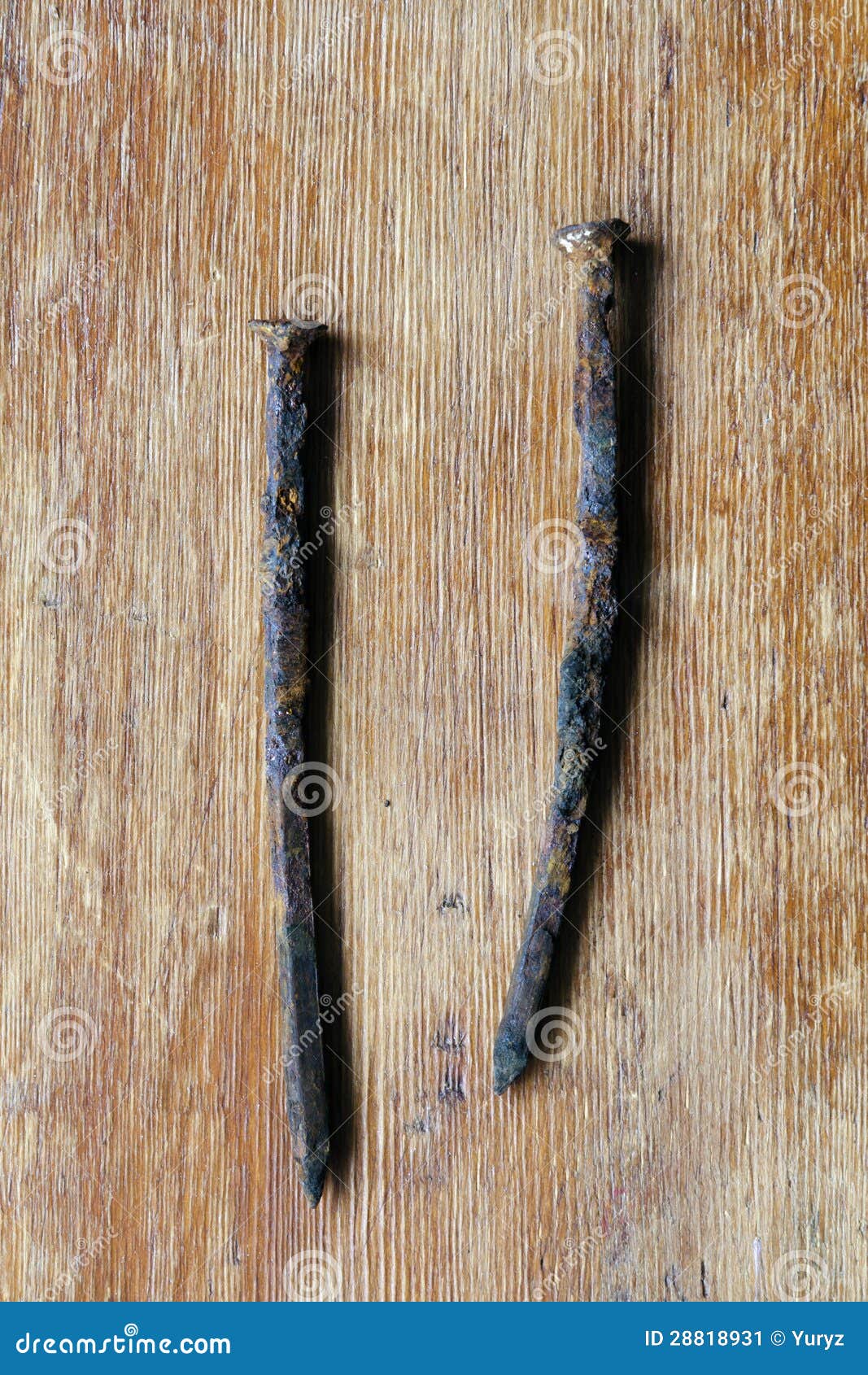 Two rusty nails stock image. Image of plank, vintage 28818931