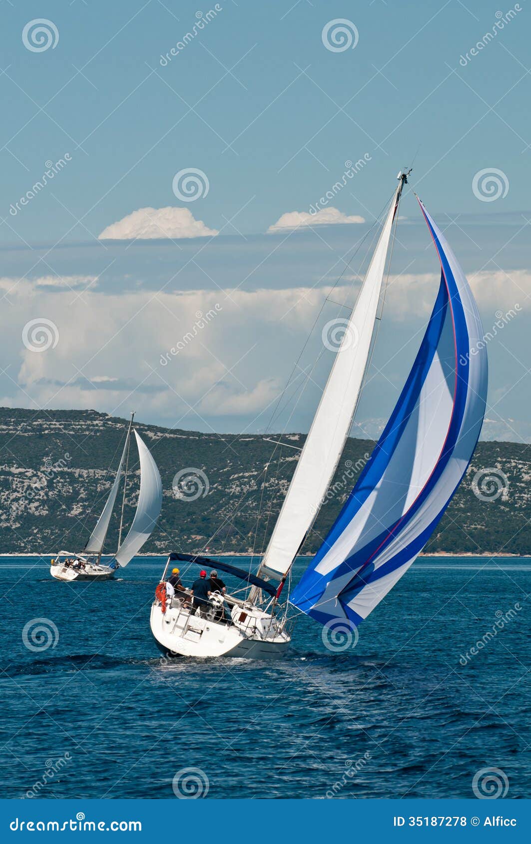 Two Sailing Boats On The Sea Stock Photo - Image of sport ...