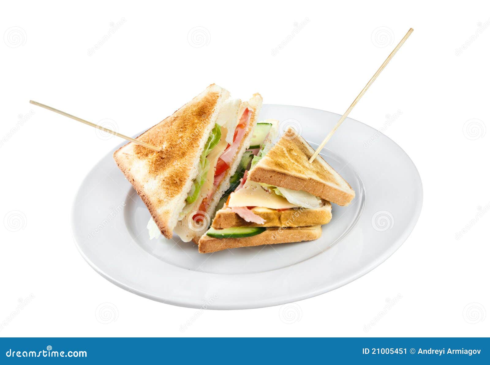 Two sandwiches on a plate stock image. Image of slice 21005451