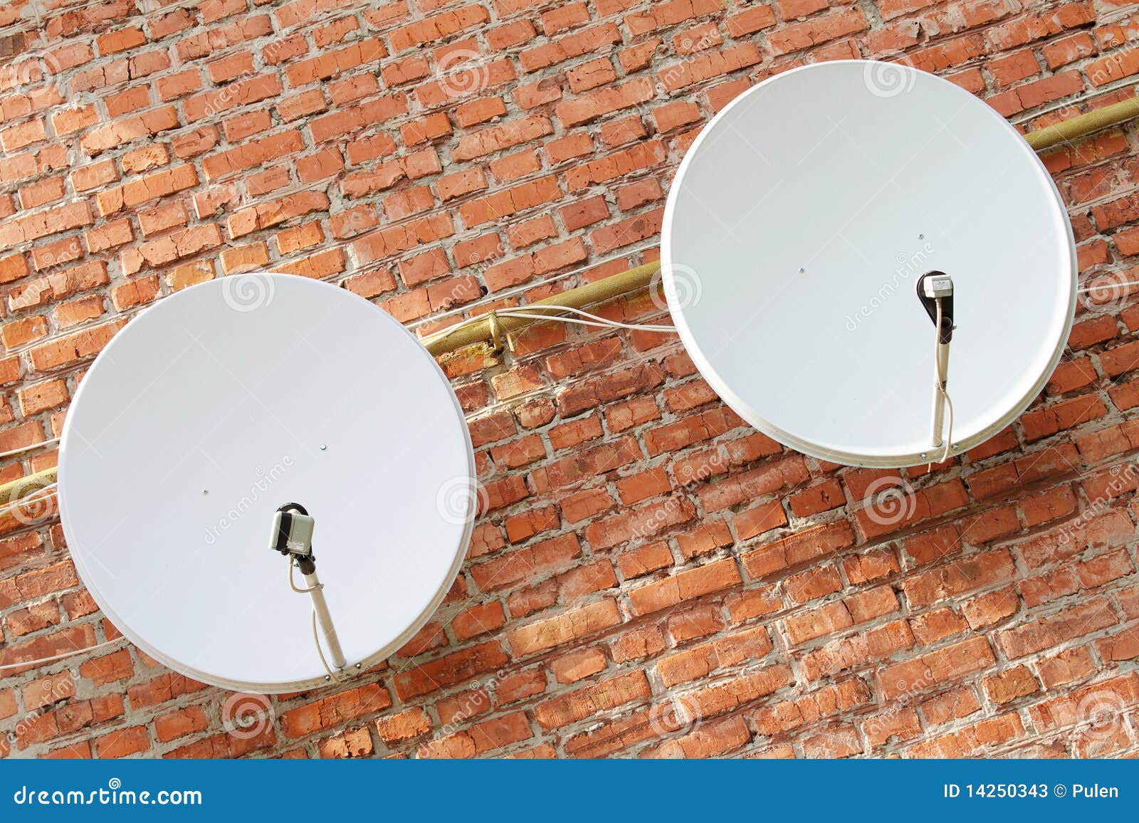 Two satellite dishes stock image. Image of broadcasting 14250343