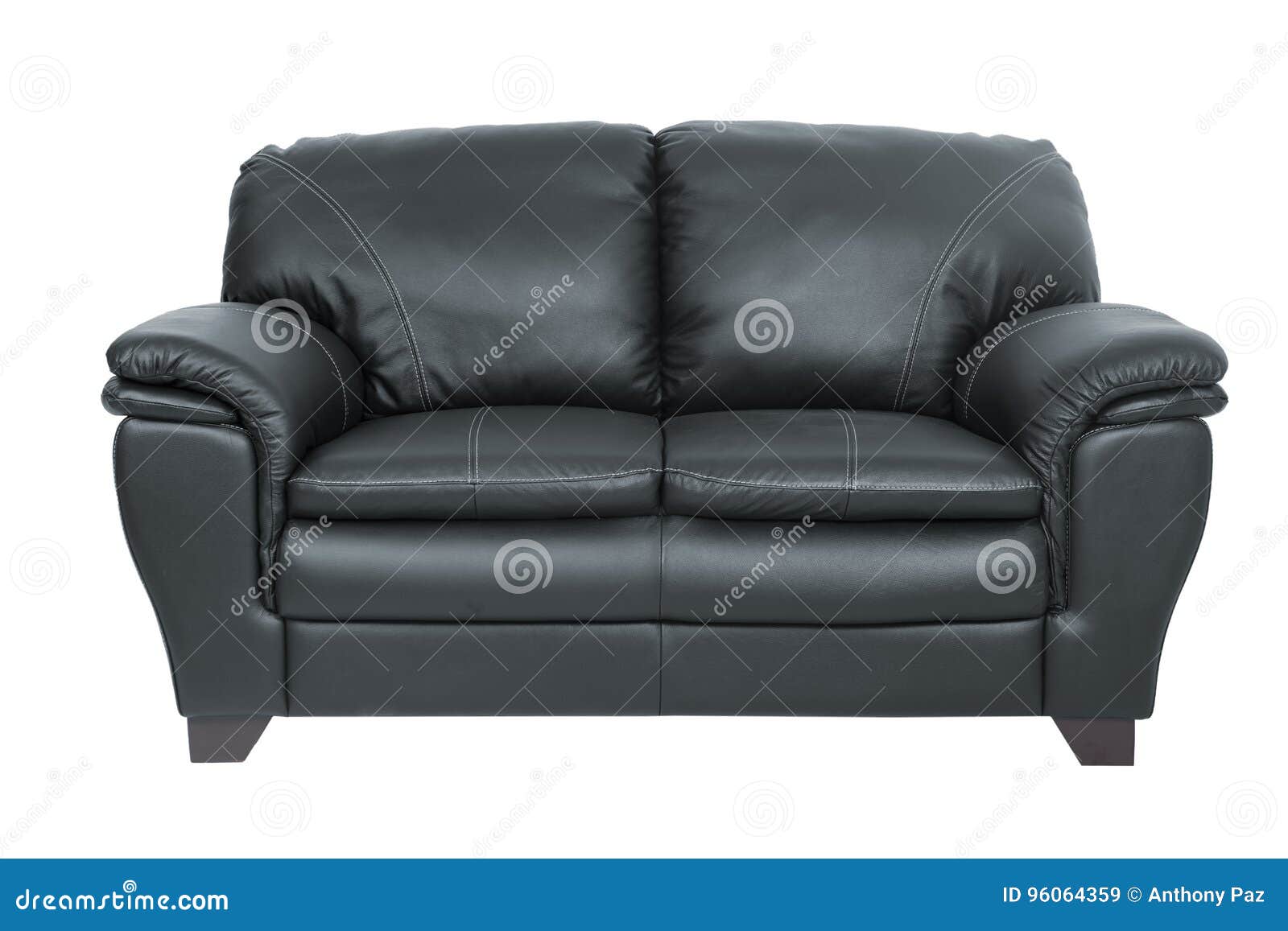 Two Seats Cozy Black Leather Stock Image Image of indoors, decor