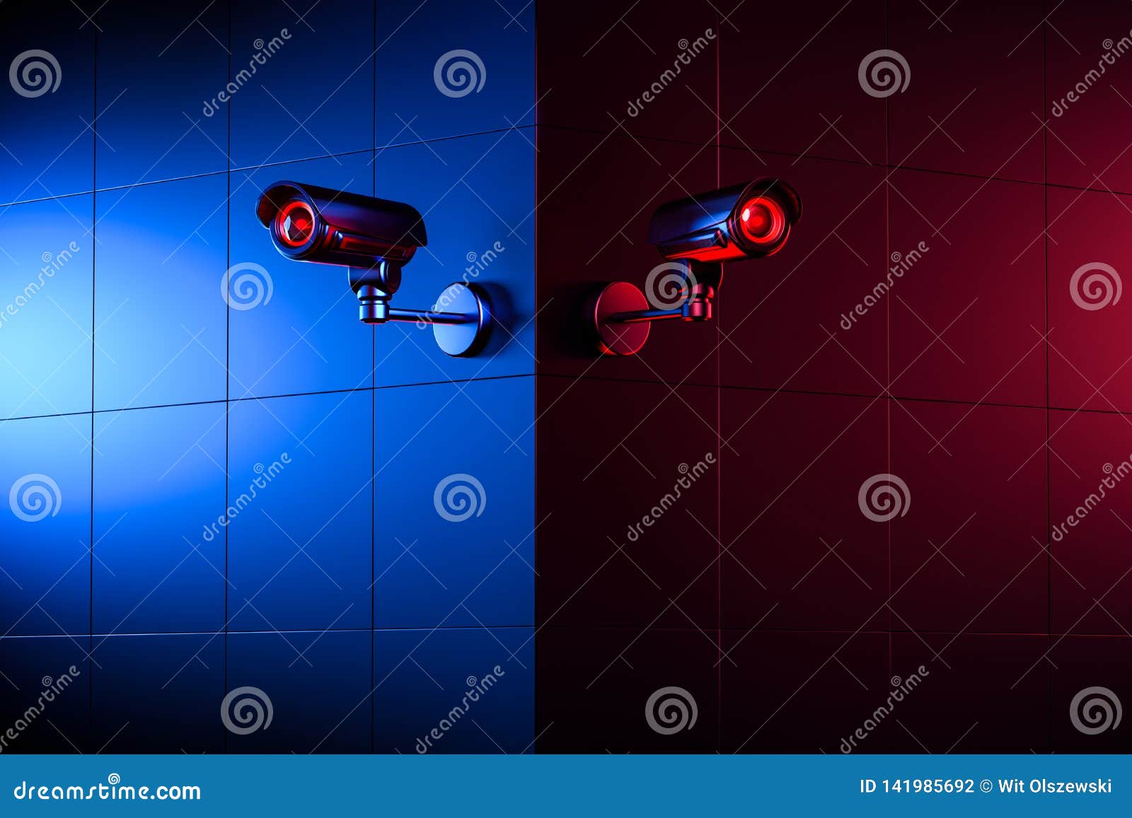 Two Security CCTV Cameras on the Wall Corner. the Good and the Bad Side