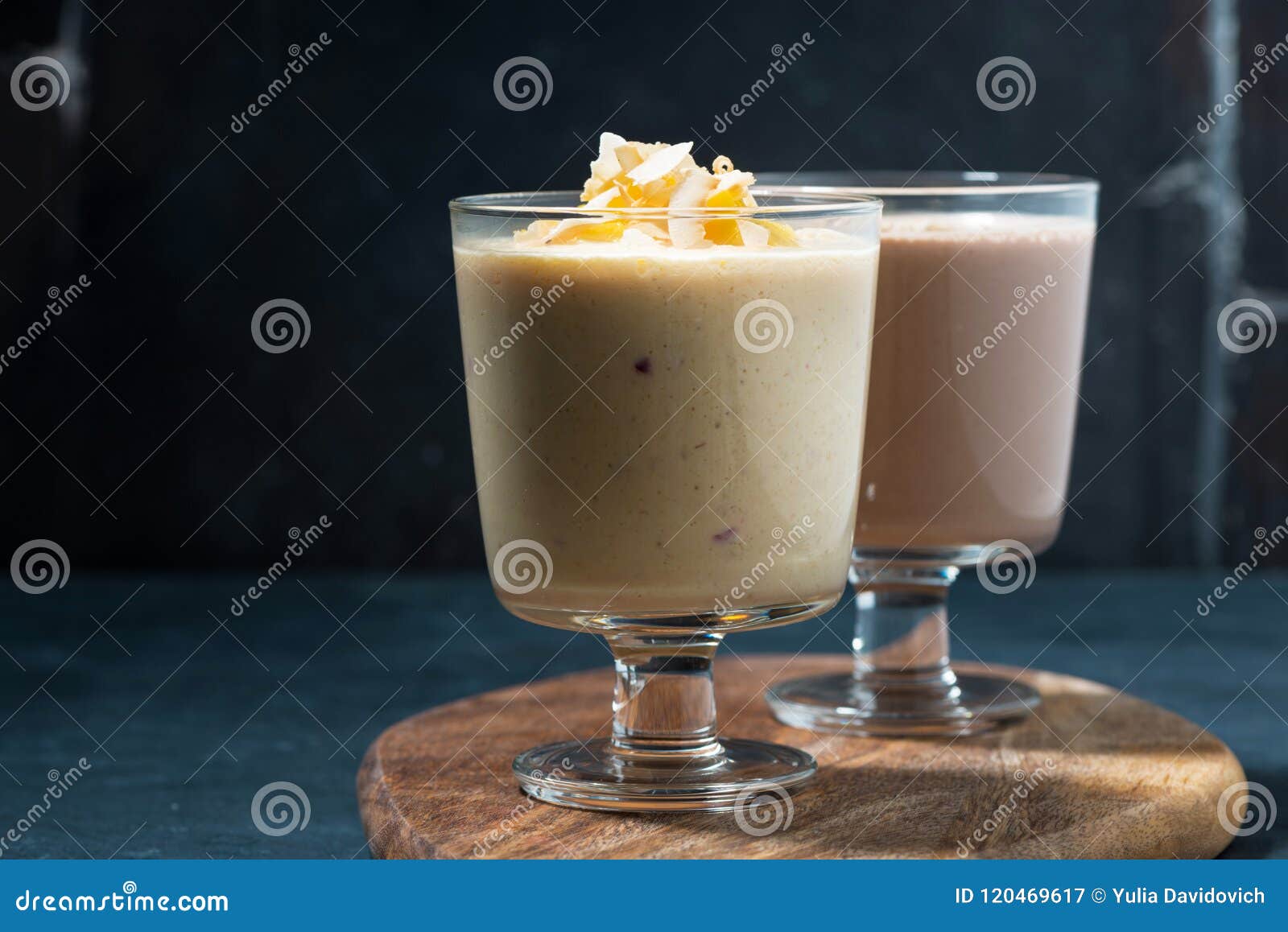 Two Servings of Milkshake in Glasses Stock Image Image of breakfast