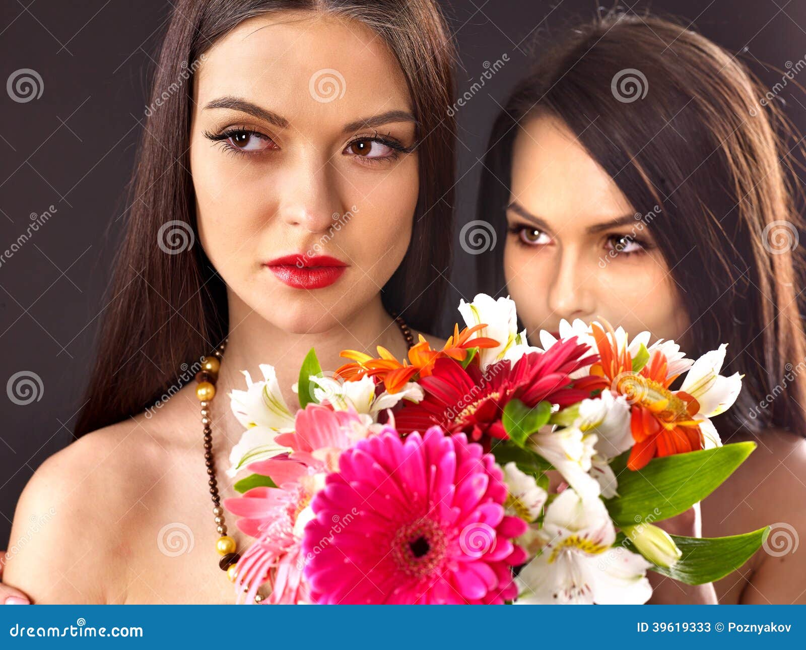 Two Lesbian Women With Flower Stock Image Image Of Pink Marriage