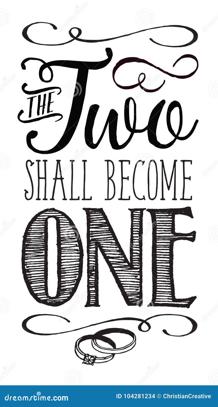 the two shall become one calligraphy typography poster