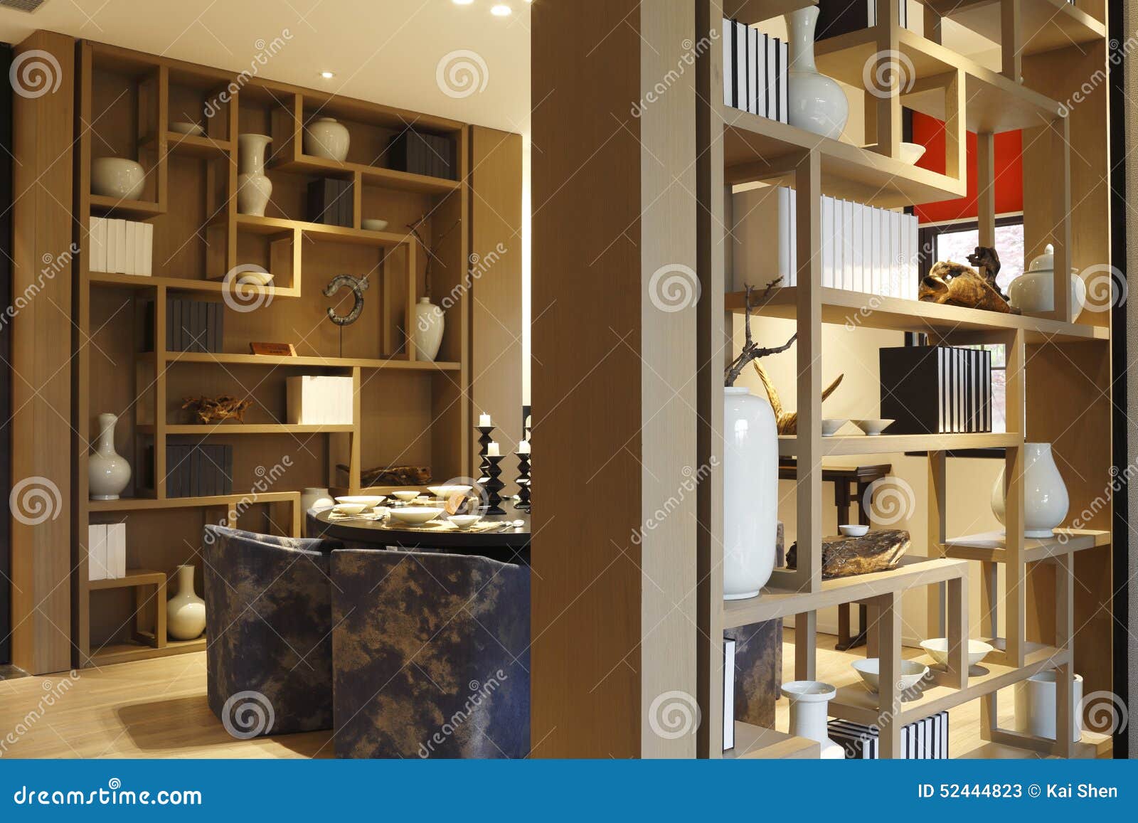 Between The Two Shelves Dining Room Table Stock Image Image Of