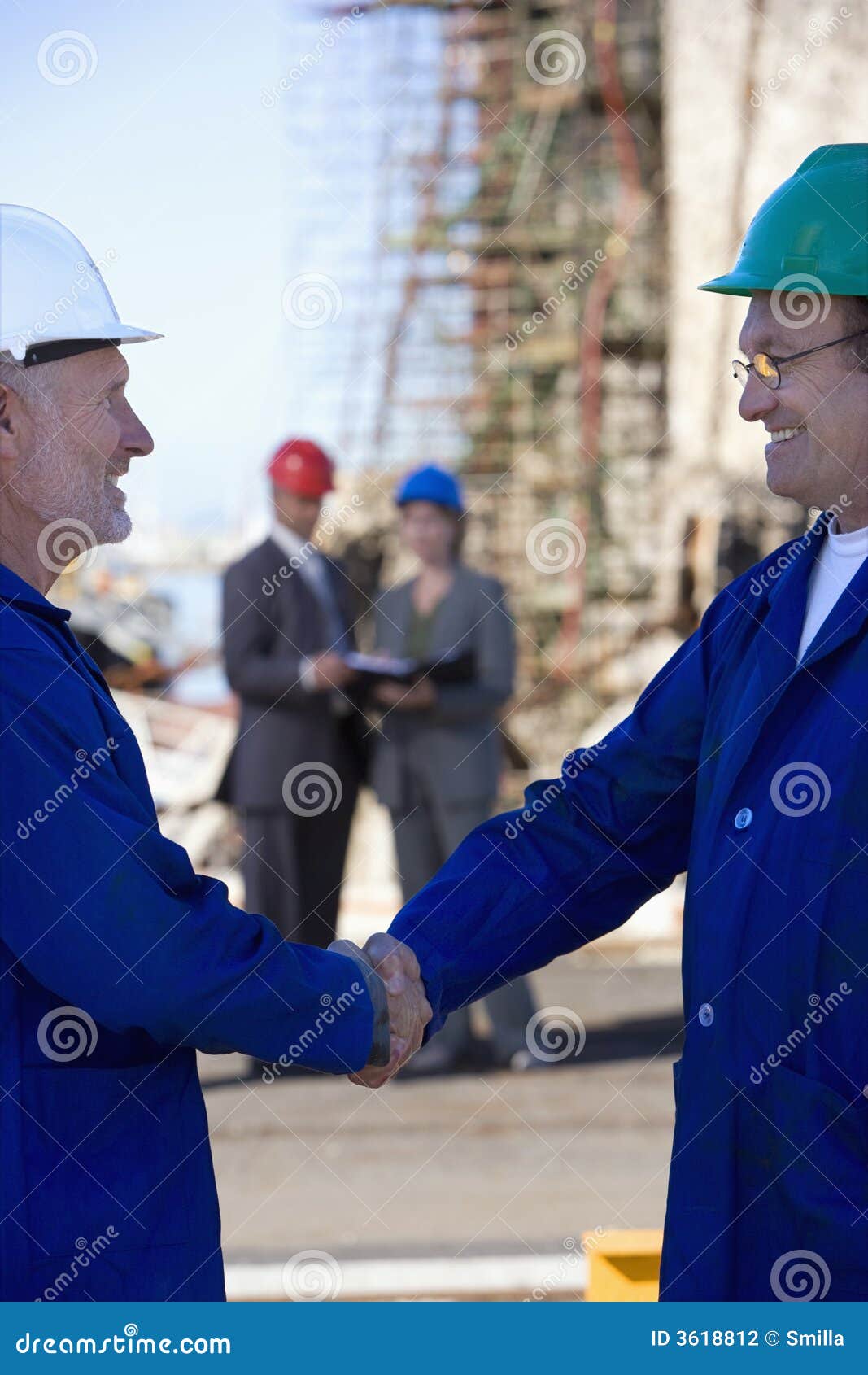 Two Shipping Engineers Shaking Hands Stock Photo Image of safety