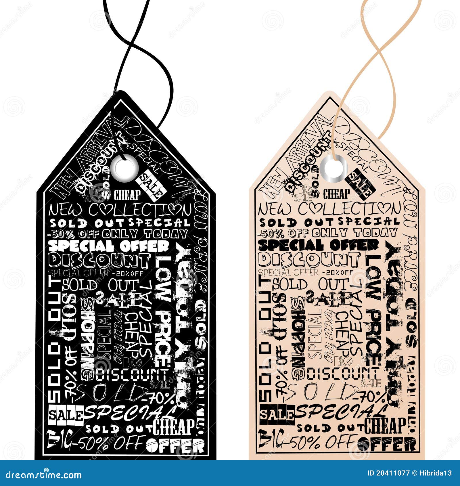 Two shopping tags stock illustration. Illustration of discount 20411077