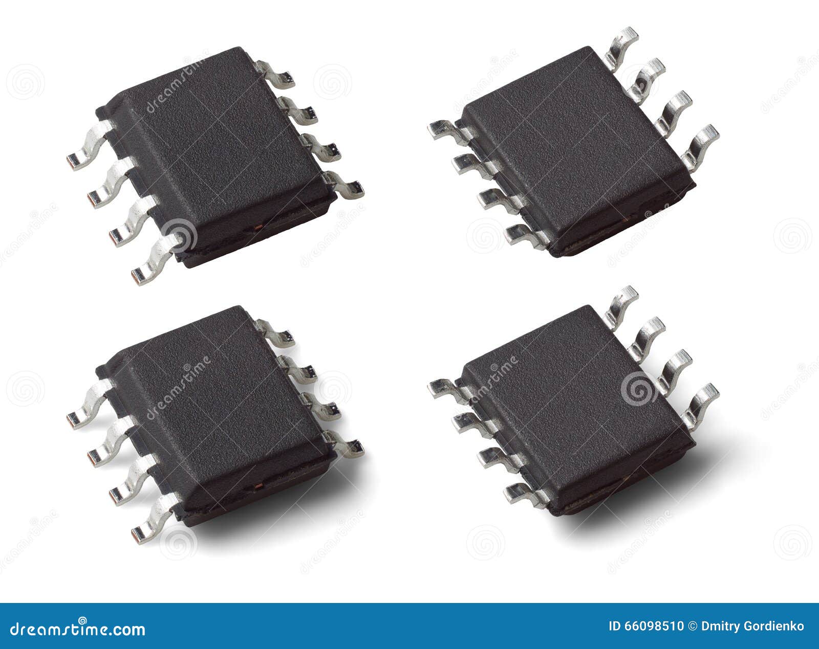 Two Side Macro Photo Of A Microcontroller Chip In A SOIC SOP8 Package