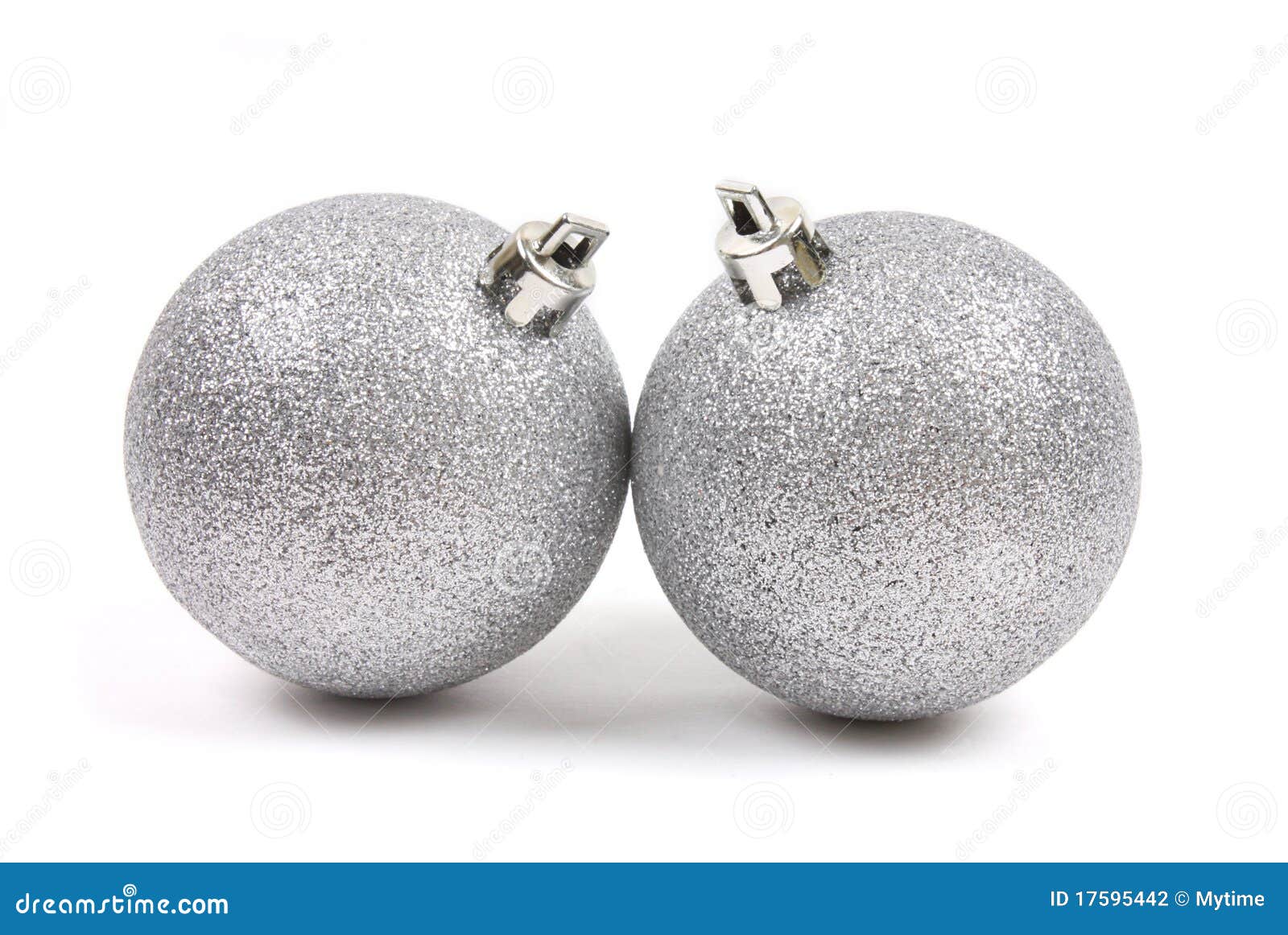 Two silver christmas balls stock photo. Image of year 17595442