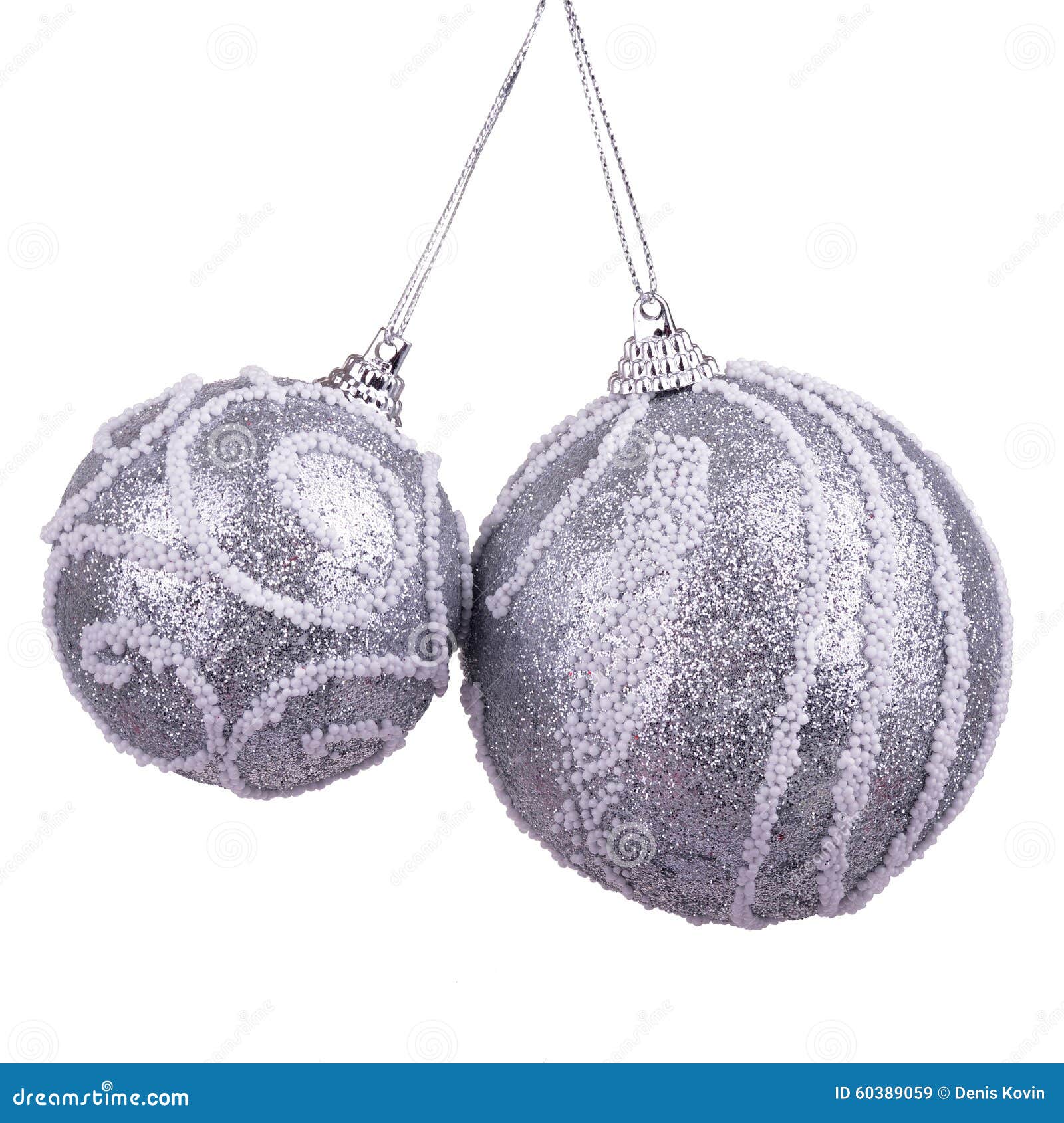 Two Silver Christmas Bauble Toys Stock Image Image of christmas