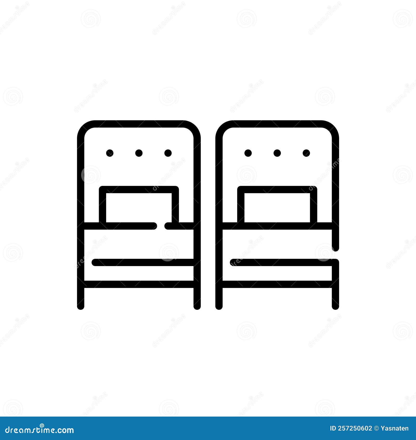 Two Single Bed Hotel Sleeping Arrangement. Pixel Perfect, Editable