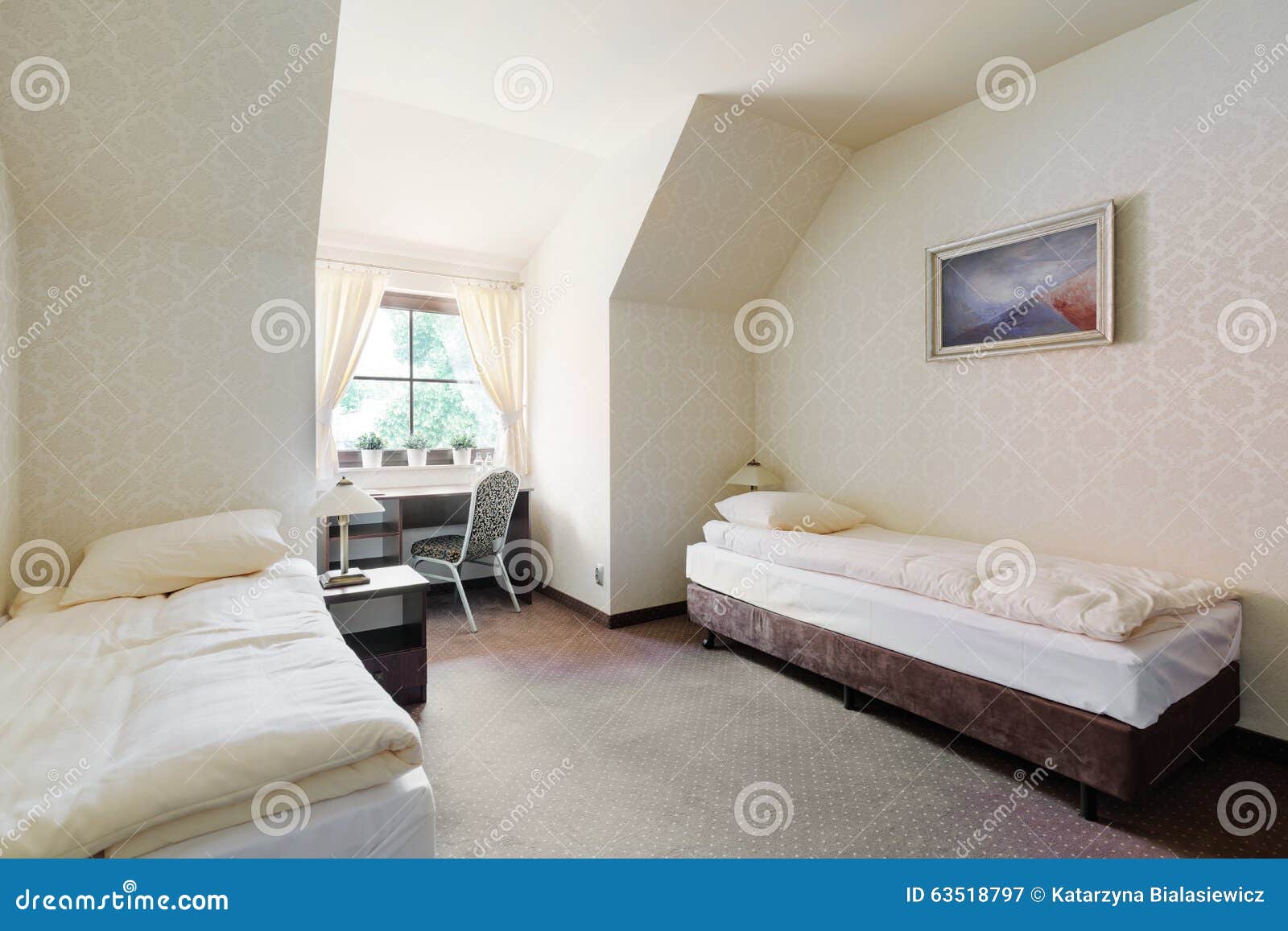Two single beds stock image. Image of indoors, beds, villa 63518797