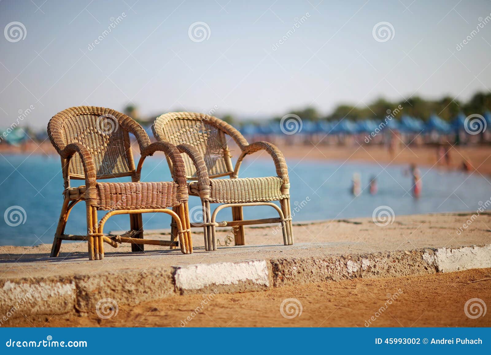 Two Single Chairs are on the Beach Stock Photo - Image of pillows