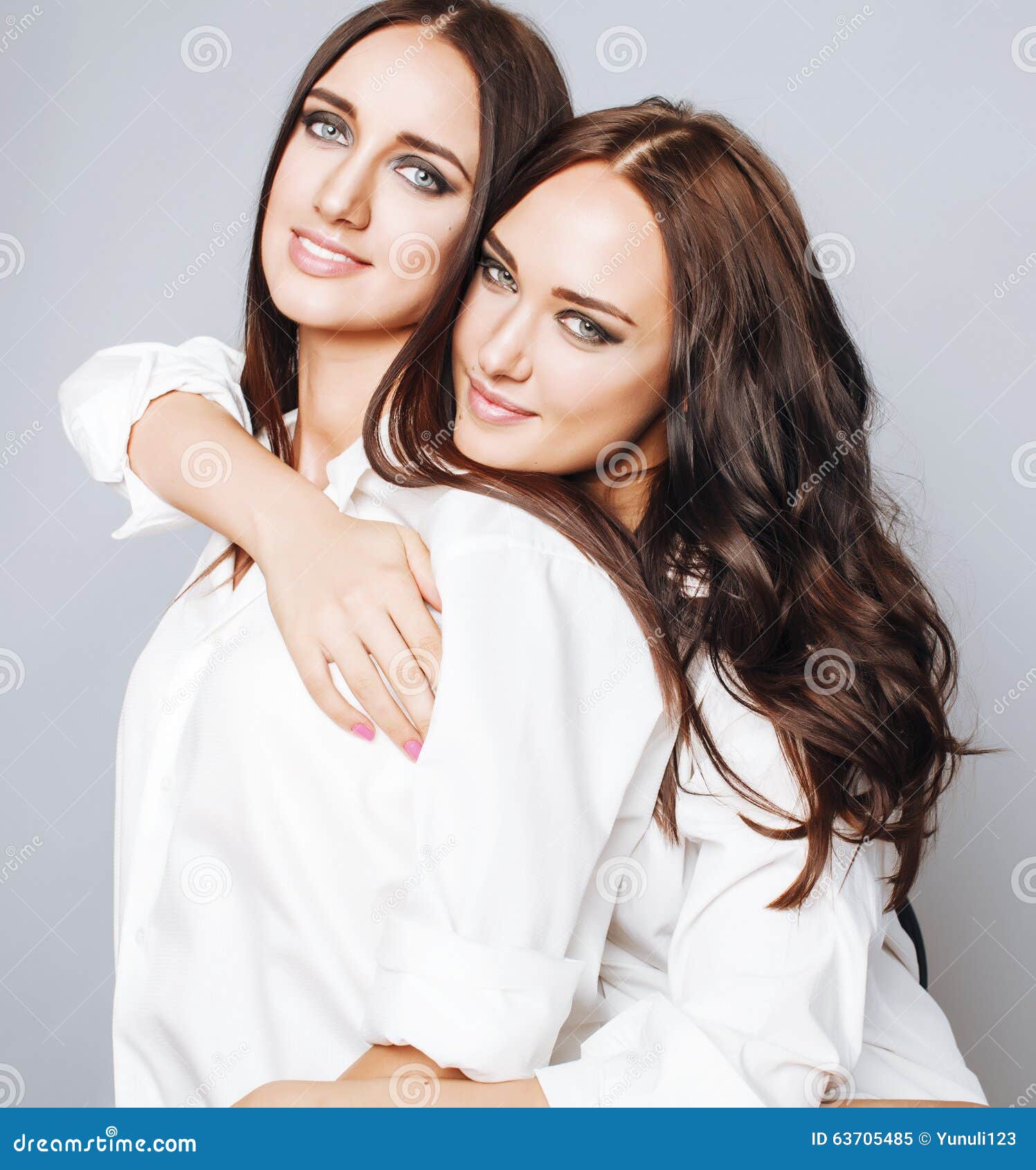 Two Sisters Twins Posing Making Photo Selfie Stock Image Image Of Model Beautiful 63705485 