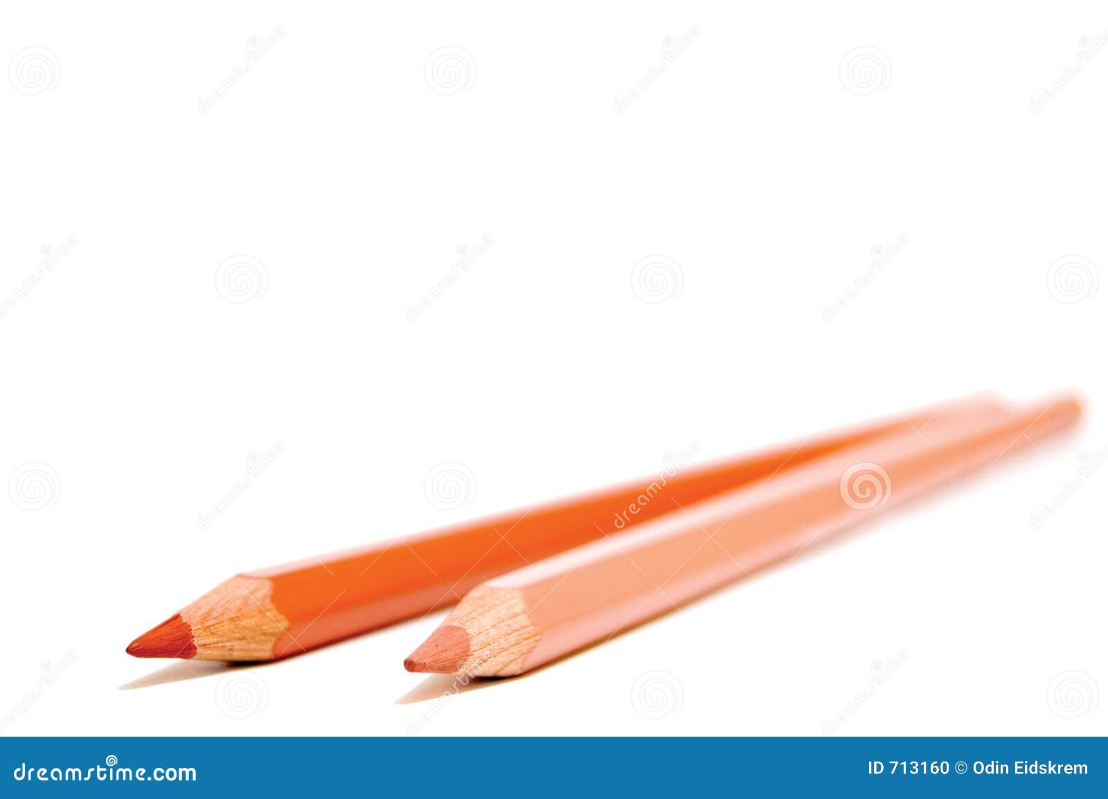 Two Skin Colored Pencils Isolated on a White Background Stock Photo