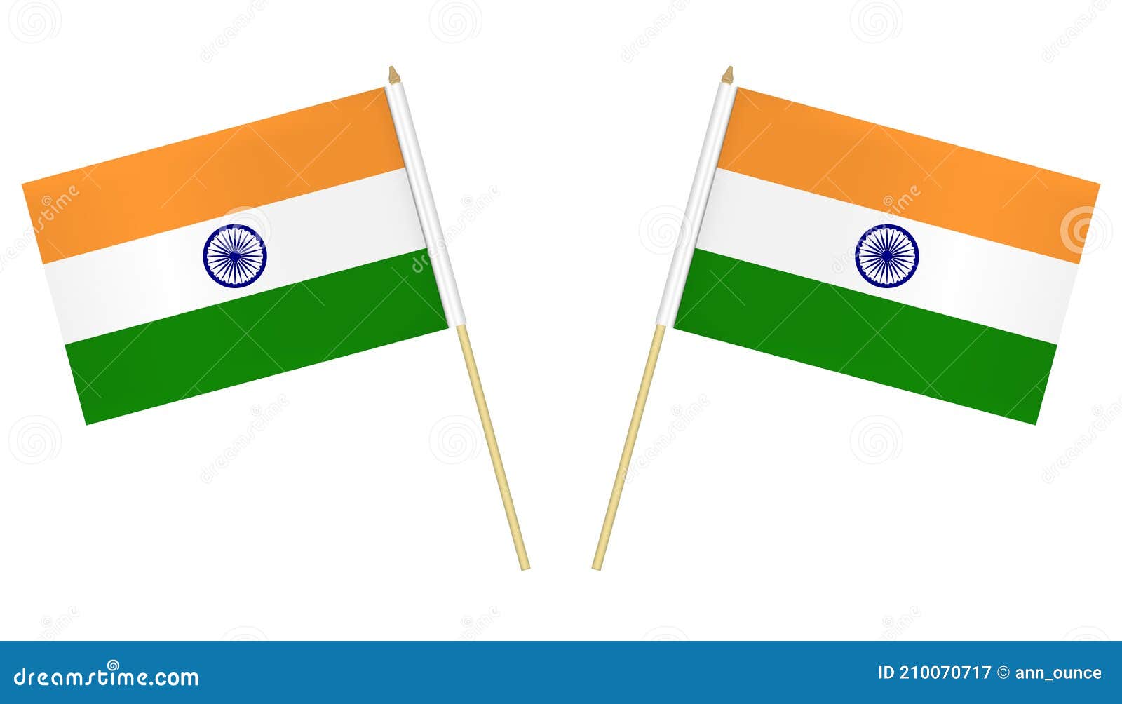 Small Indian Flags Isolated on White Background, Vector Illustration.  National Flag of India on Pole Stock Vector - Illustration of india,  background: 210070717