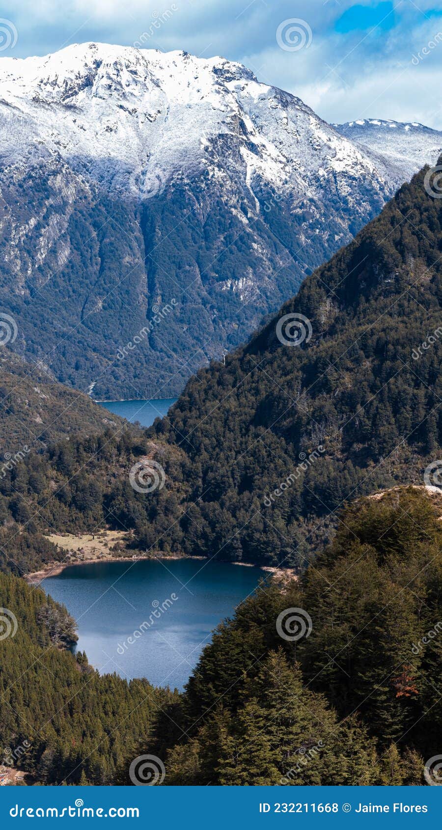 Two Small Lakes Between Snowy Mountains Stock Photo Image Of Grass