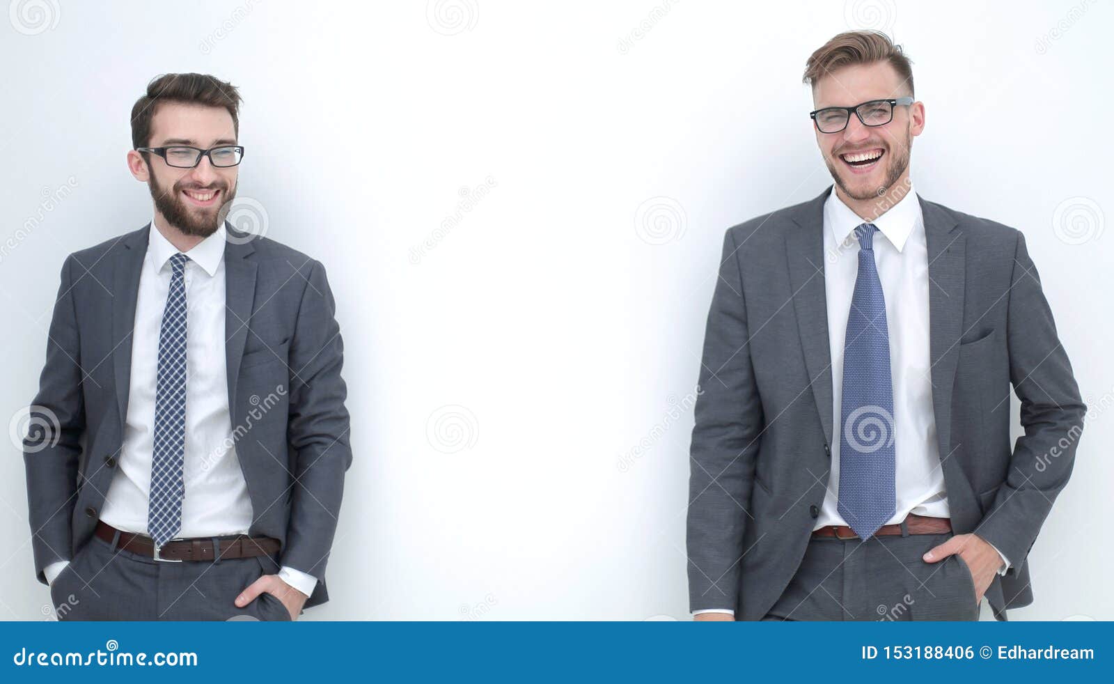 Two Smiling Businessmen Isolated in the Light Stock Photo - Image of ...