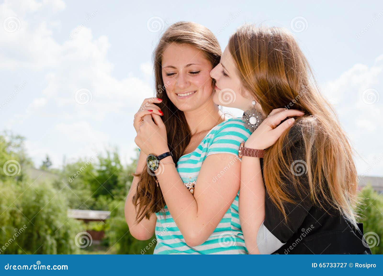 Two Smiling Girls Whispering Gossip Stock Image - Image of girlfriends ...