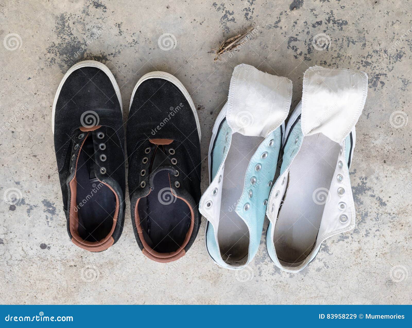 Two Sneakers Wash and Dry in the Sun Stock Image Image of green