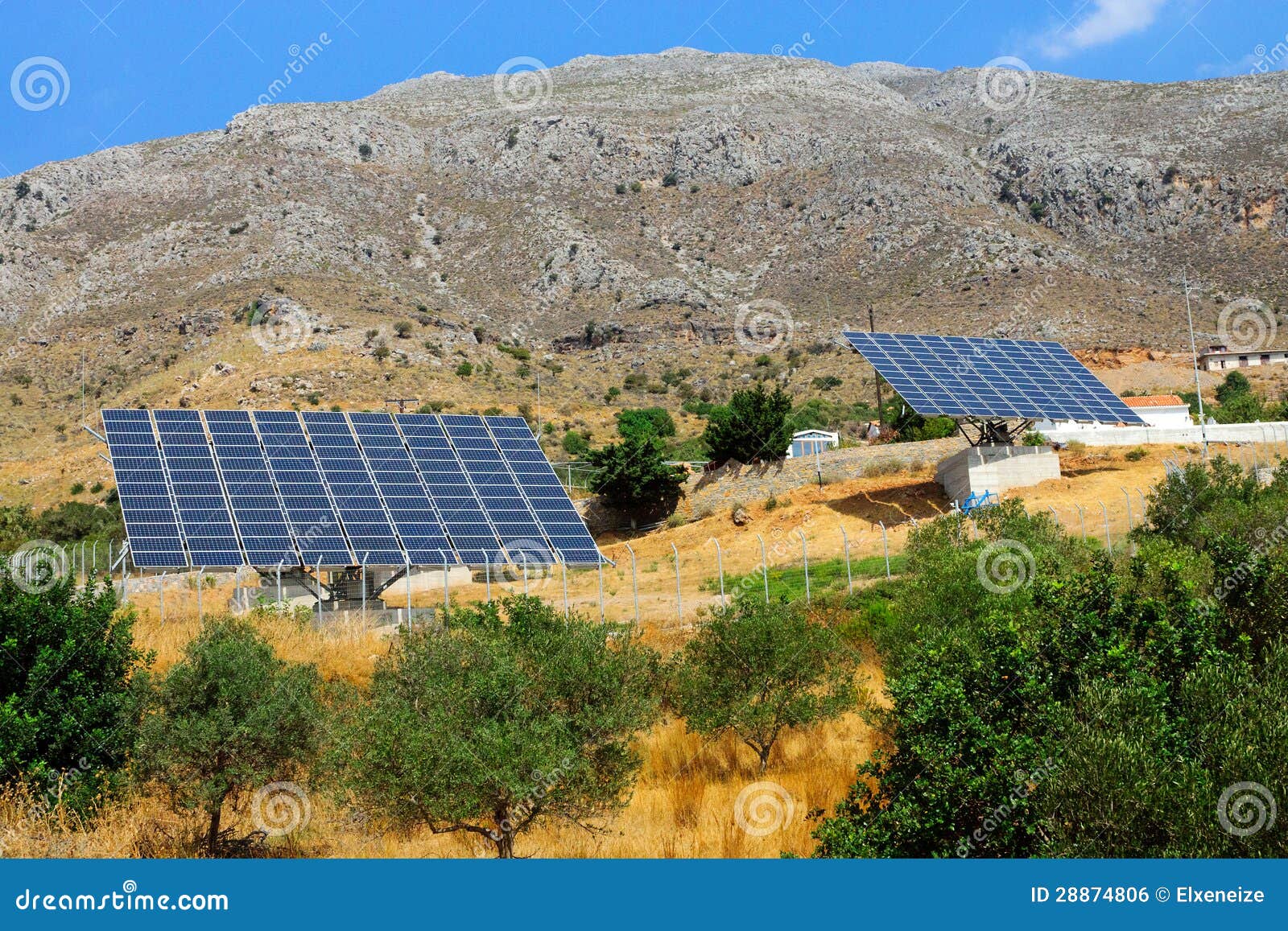 Two Solar Panels on Crete Island Stock Photo Image of effect