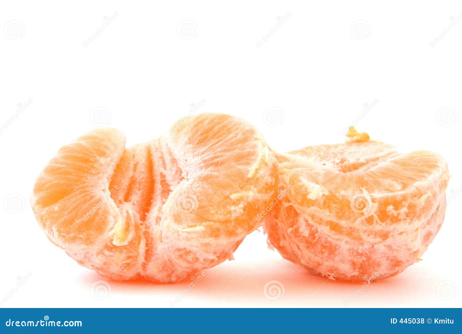 Two Split Halves of a Peeled Tangerine on White Stock Photo Image of