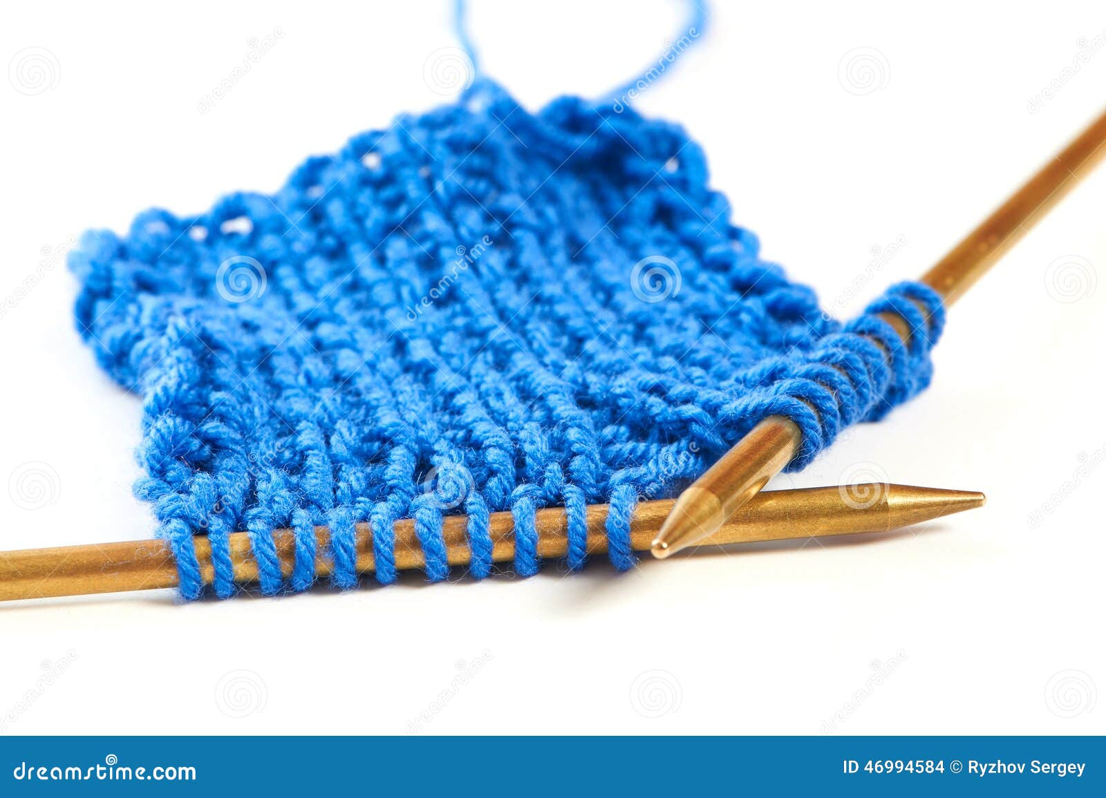 Two Spokes with Knit Blue Woolen Cloth Isolated Macro Stock Photo ...