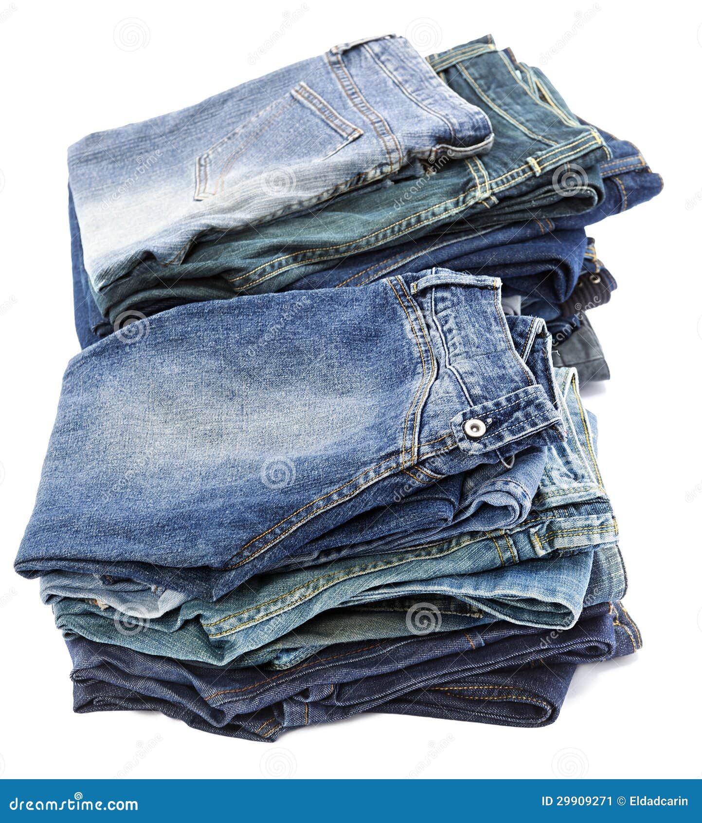 Isolated Jeans Stacks stock image. Image of arranged - 29909271