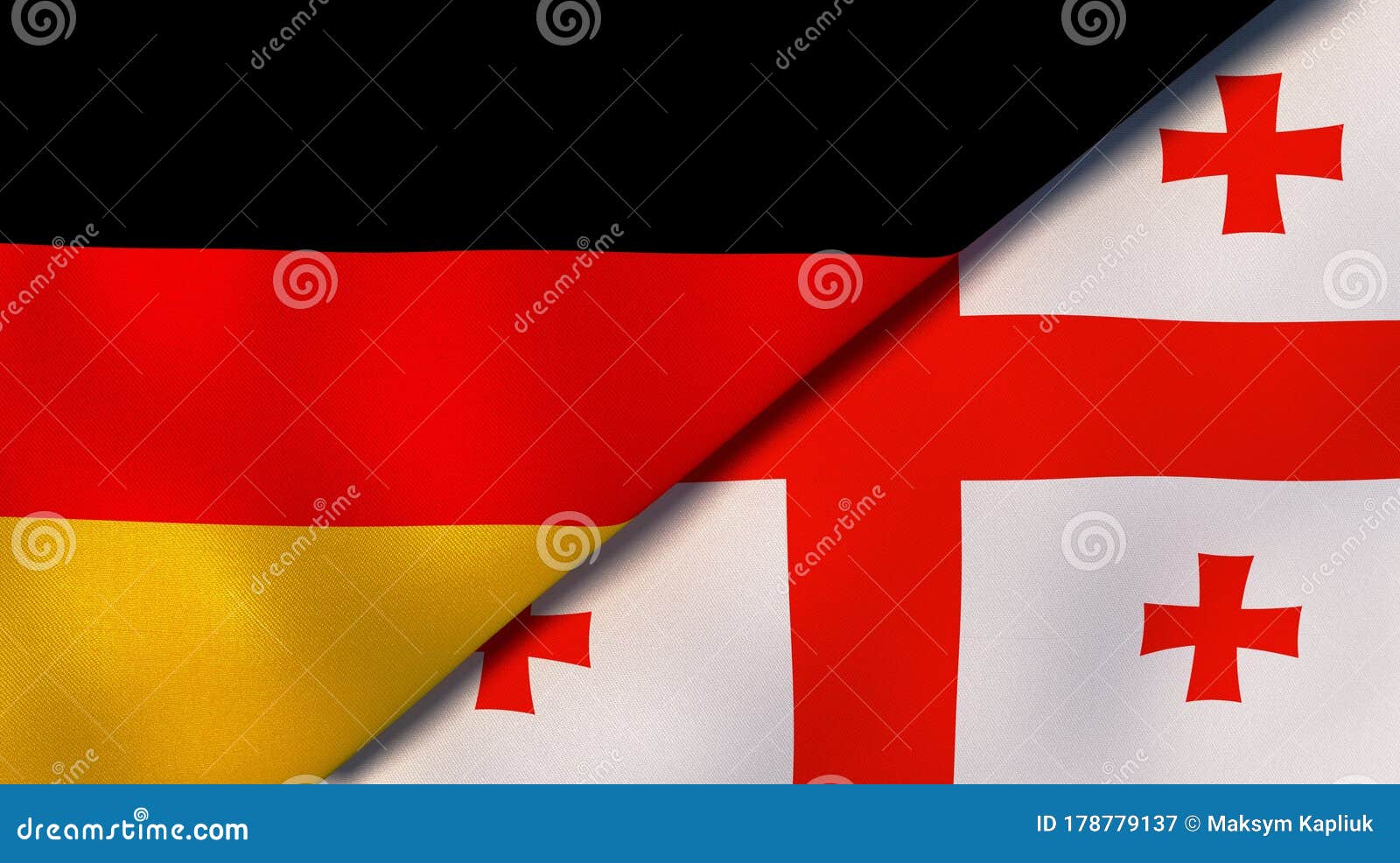 the flags of germany and georgia. news, reportage, business background. 3d 