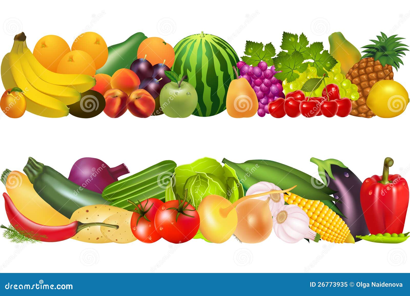 Two Still Life Food Vegetables And Fruits Illustration 26773935 Megapixl