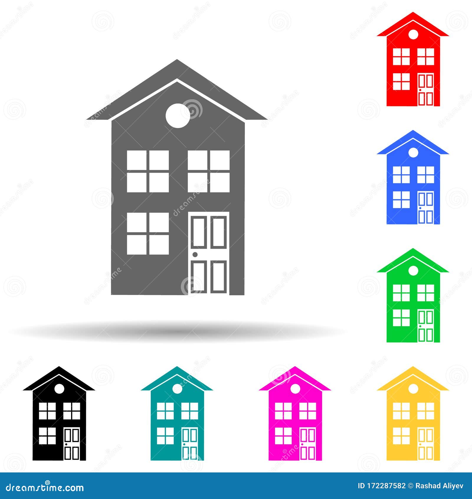 Two-storey House Multi Color Style Icon. Simple Glyph, Flat Vector of ...