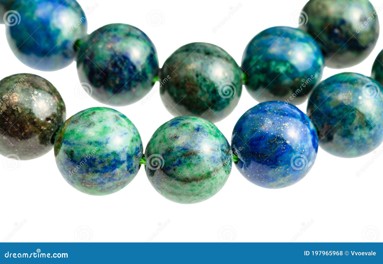 two strings from azurite with malachite balls